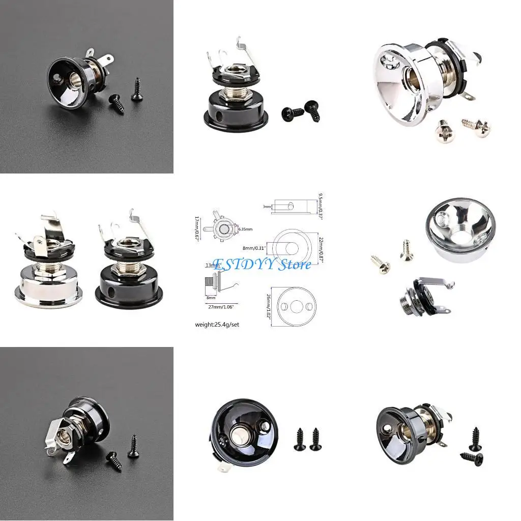 

G6DE Guitar Socket Plate Holder Fit for 6.35mm Plug Jackplate Replacement Parts