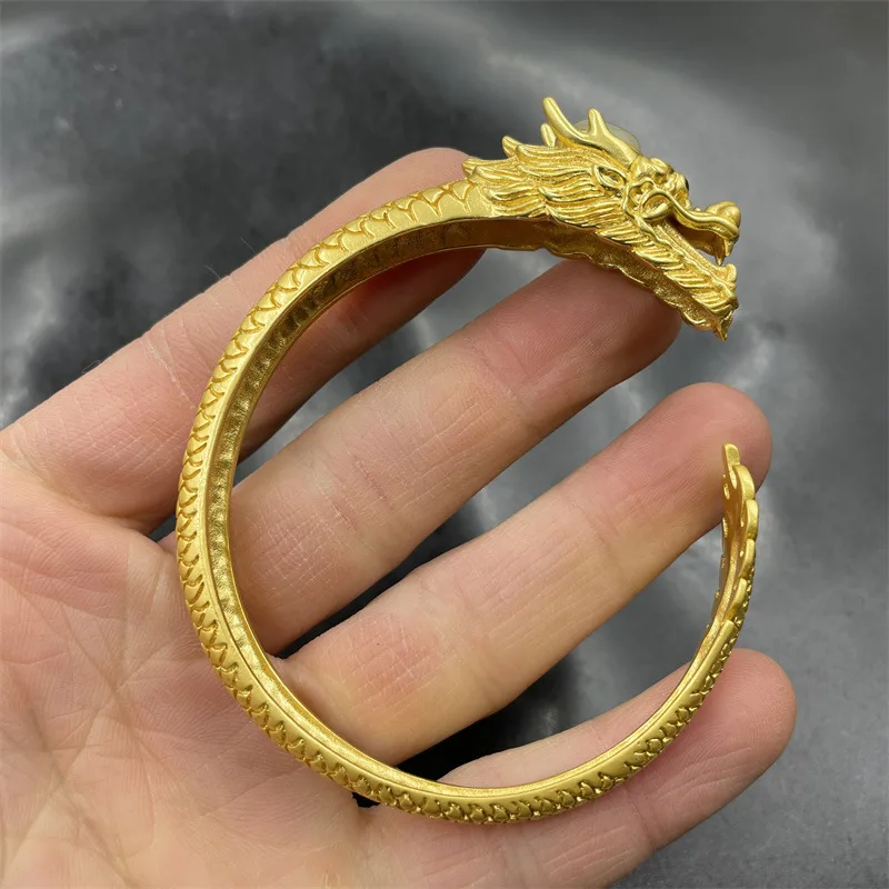 

Inlaid Hetian Jade Gold Open Women'S Bracelet Vintage Fashion Versatile Style