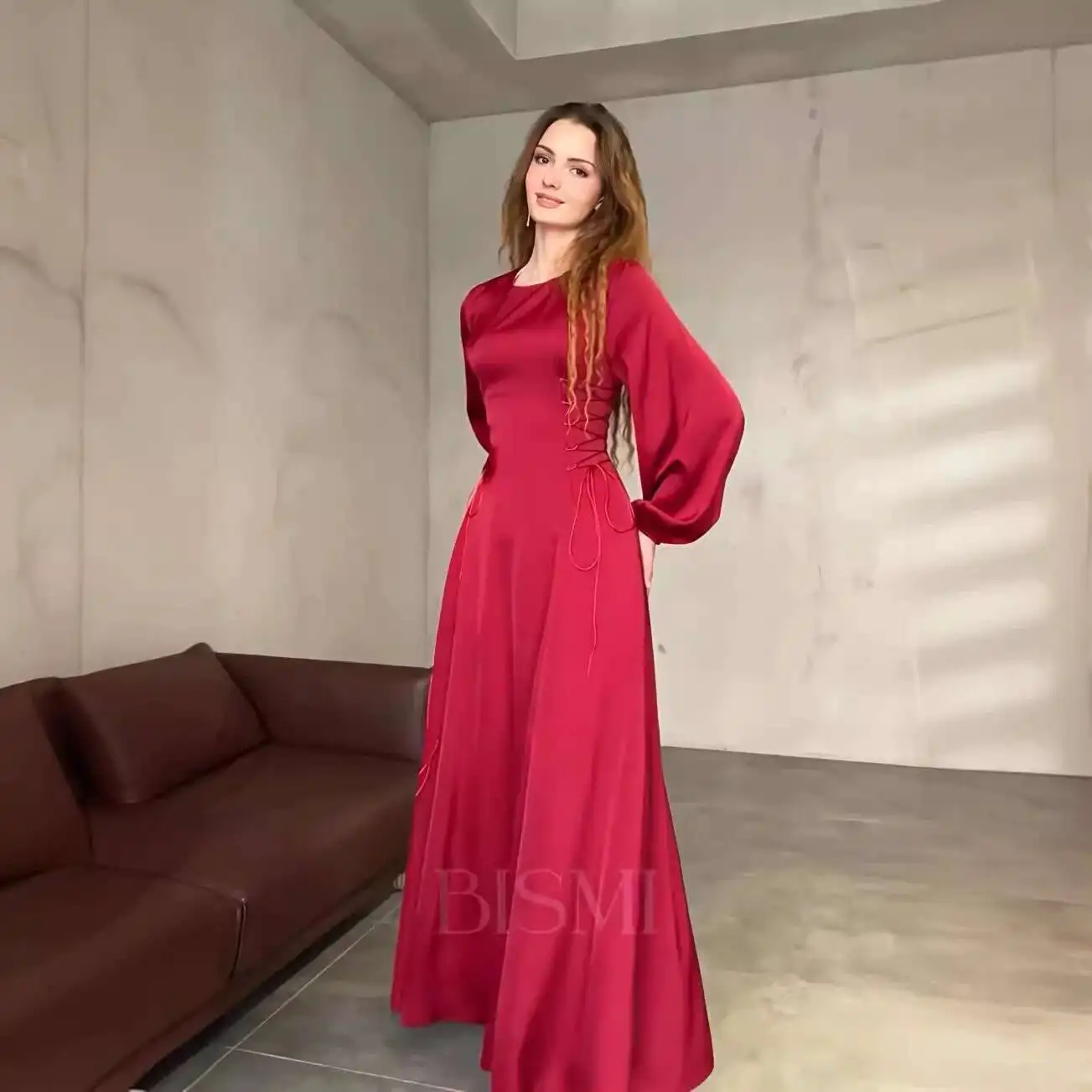 

New Dubai Muslim Fashion Waist Drawstring Women's Dress