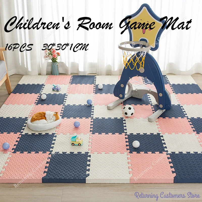 16 Uds. Alfombra de juego para habitación de bebés de Color sólido, esteras de juego para bebés, estera de rompecabezas de espuma EVA, alfombras de suelo entrelazadas para habitación de bebé 30*30*1CM