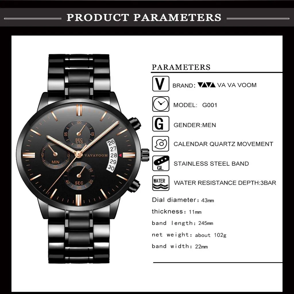 Часы наручные мужские Кварцевые водонепроницаемые, люксовые повседневные, из нержавеющей стали, с календарем, классические модные автоматические