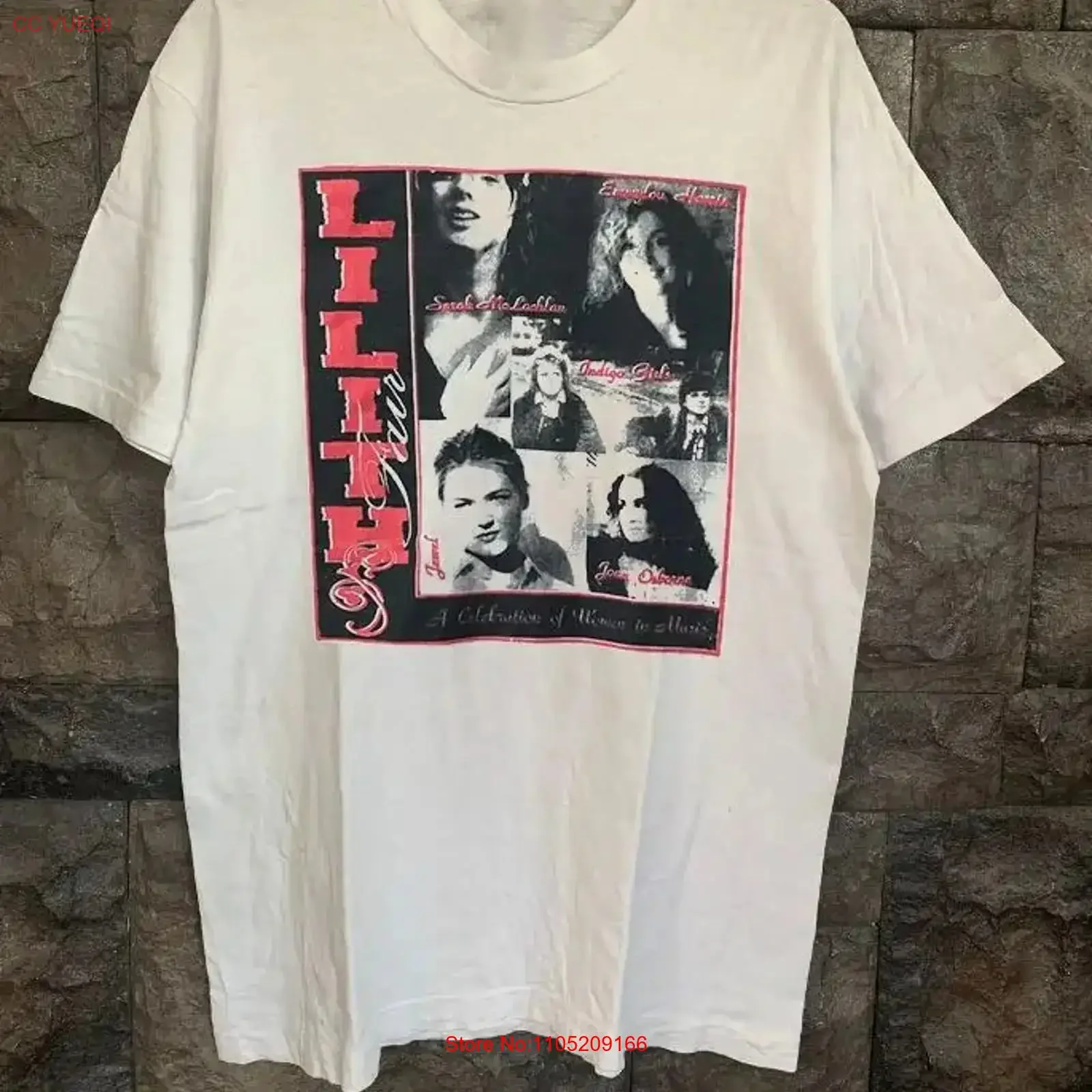 ليليث فير وايت مهرجان الموسيقى تي شيرت القطن الكبار خمر غسلها امتدت أنيق متعدد الاستخدامات للارتداء اليومي عادية #1