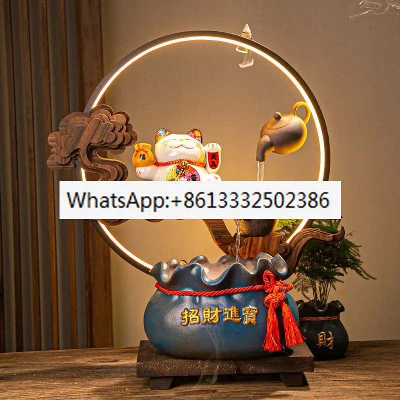 Creative Lucky Cat Flowing Device Fish Tank Lucky Decorations Opening Gifts High-end Gifts Bar Office Entrance Craft Decorations