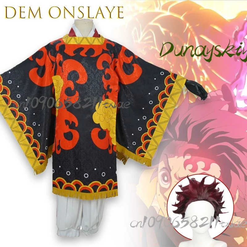 

Аниме Demon Tanjuro Father Cool Men Косплей Костюм Nezuko FireGod Dancing Японское кимоно Хэллоуин Красивый сценический наряд