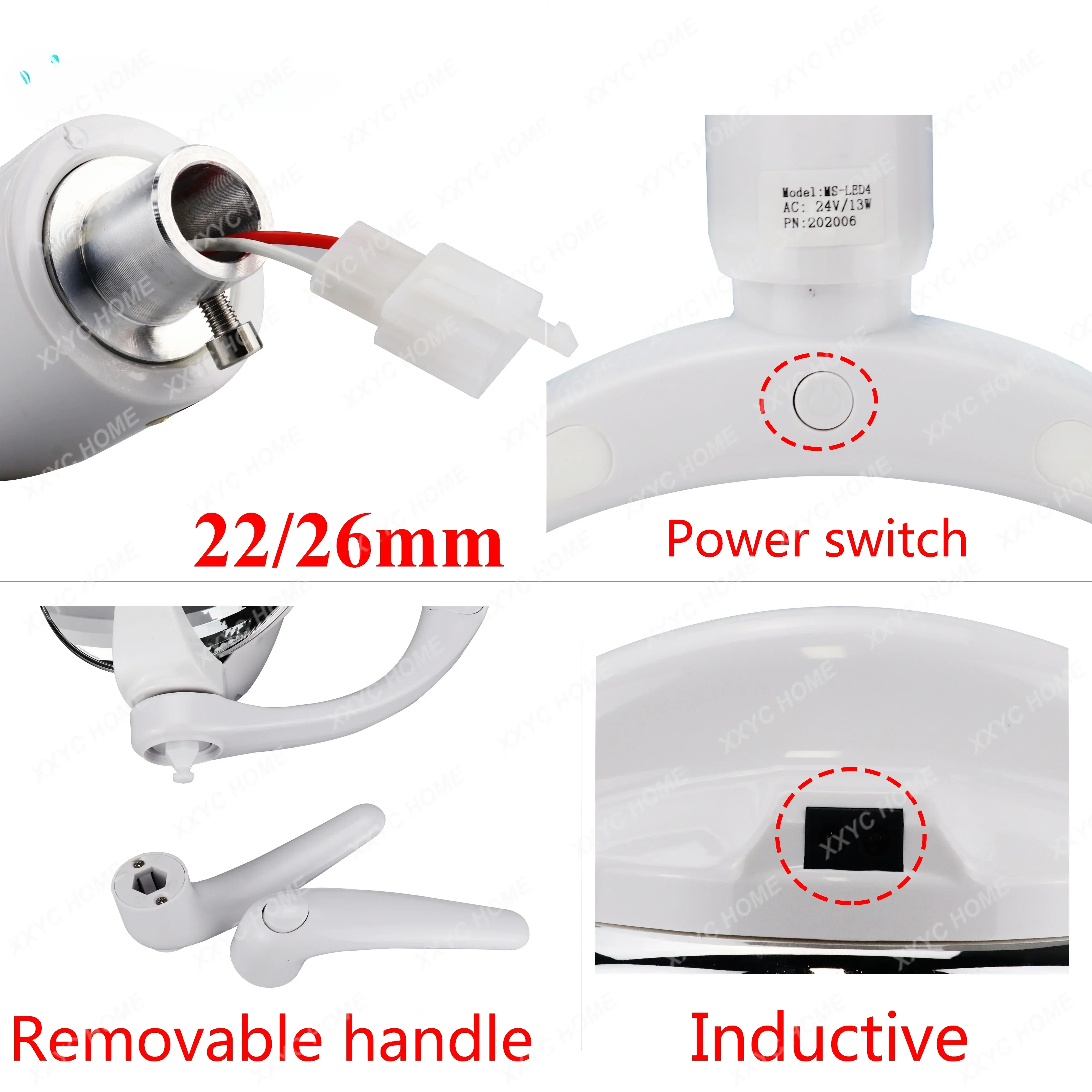 مصباح LED يعكس الأسنان عن طريق الفم لكرسي تشغيل طب الأسنان، كشاف مستدير بالأشعة تحت الحمراء