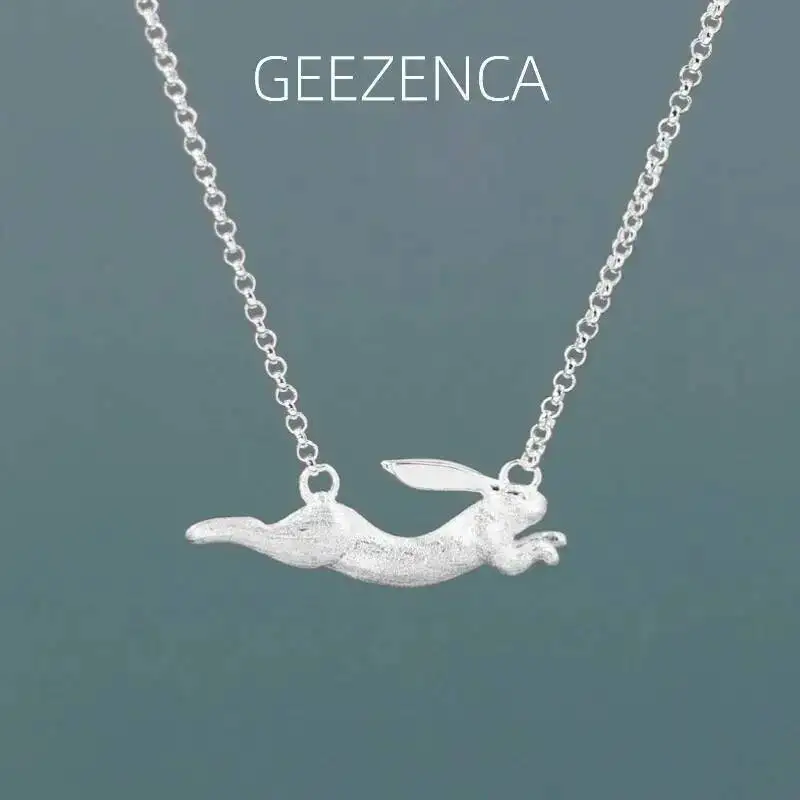 S925 Sterling Silver 3D Rabbit Pendant Necklace for Women