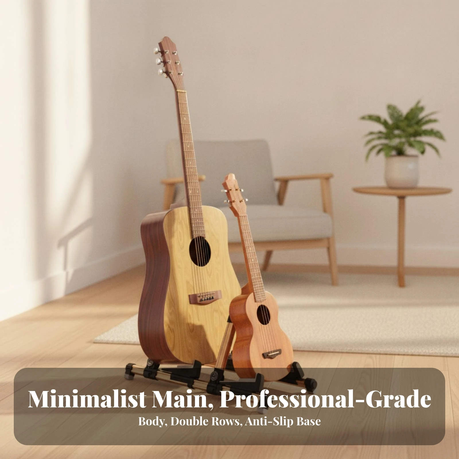 Folding Guitar Stand Slim Foldable Instrument Stand Floor-Standing Instrument Holder Universal Cushioning for Guitarists
