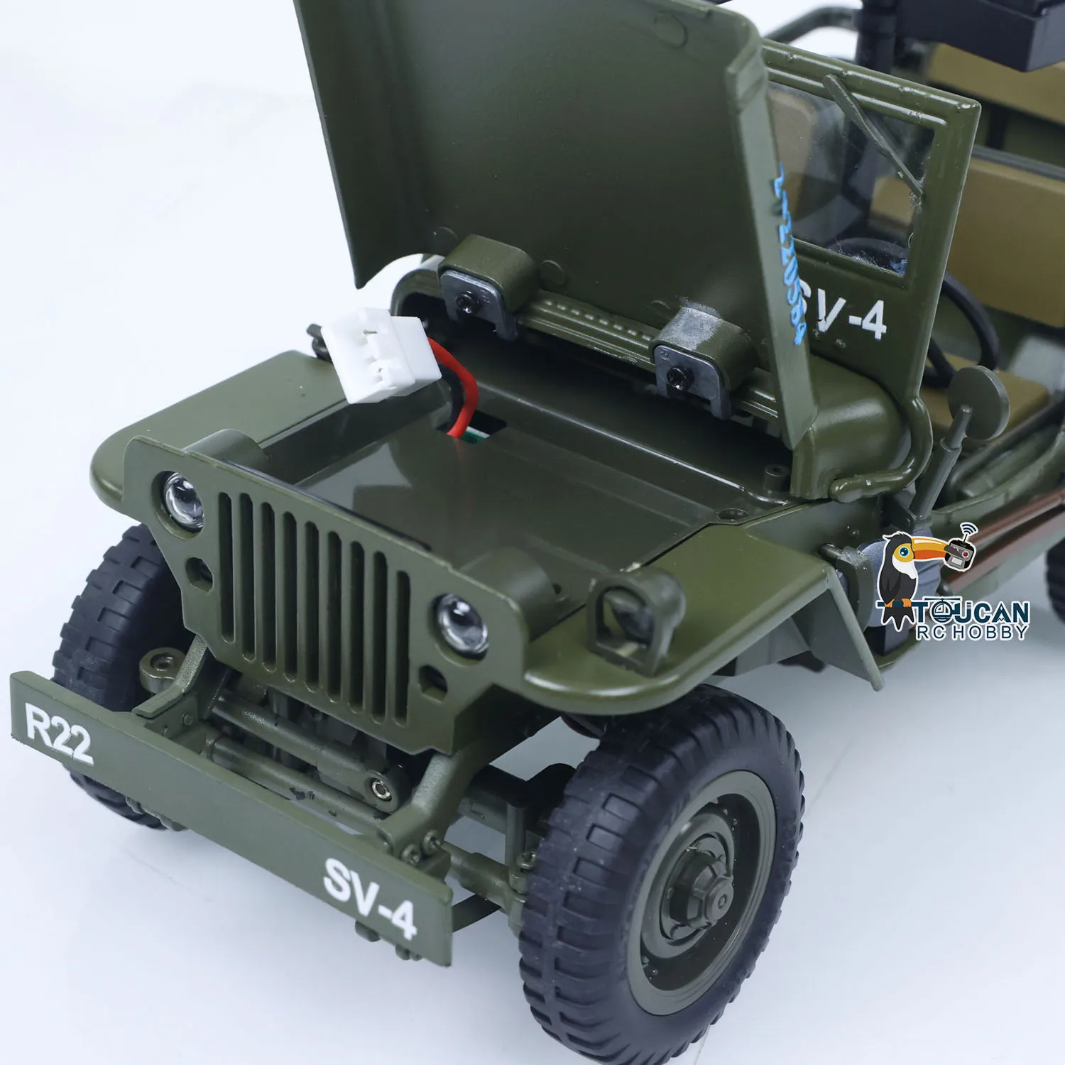 4*4 RTR 1/16 RC شاحنة عسكرية مركبة كهربائية نموذج سيارة معدنية قذيفة محرك مهاوي نظام الضوء التحكم عن بعد لعبة سيارات الطرق الوعرة