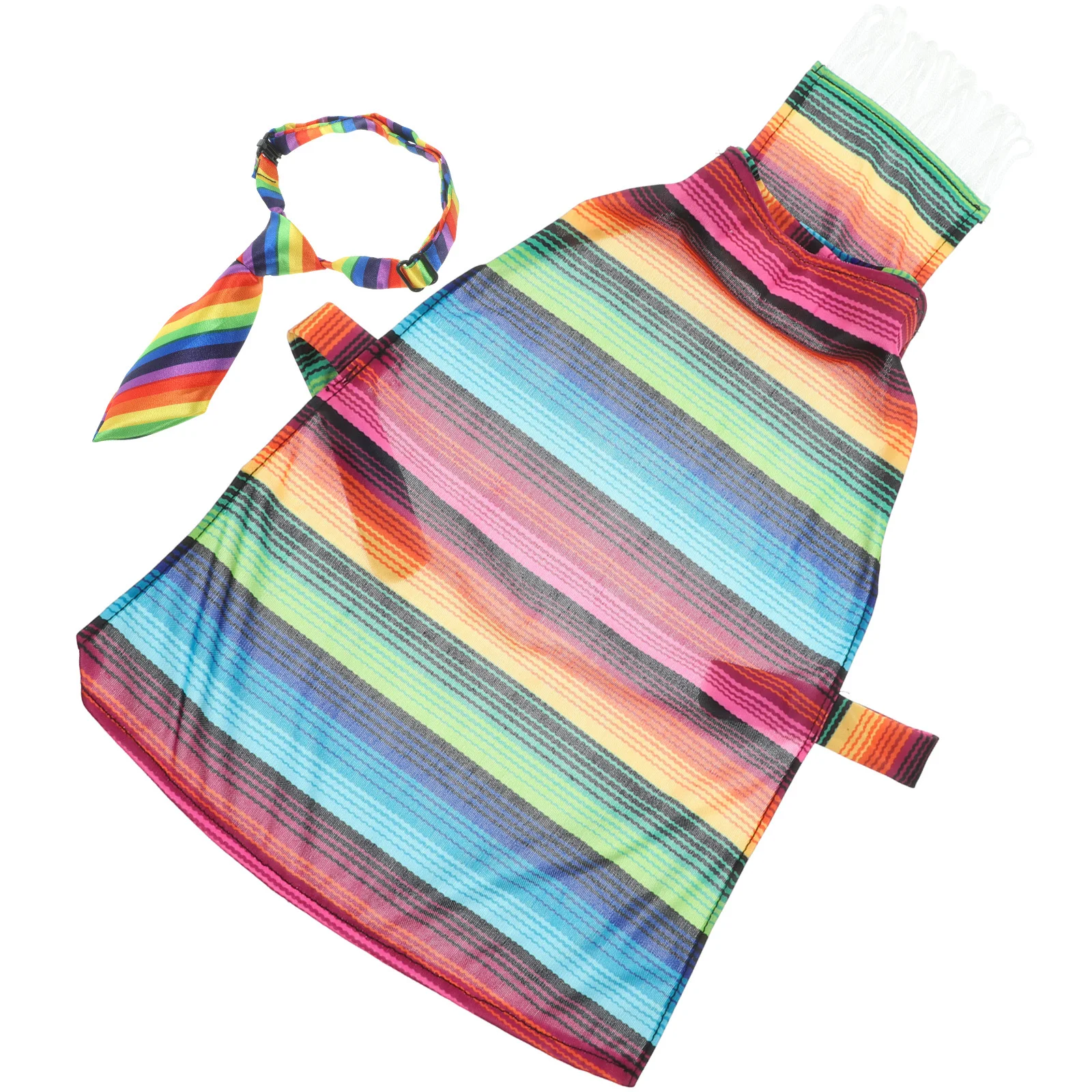 

2pcs Multi-Color Dog Costume Mexican Style Adjustable Party Poncho For Pet Clothes Accessory
