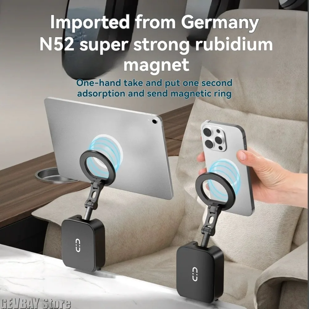 

Magnetic Phone Stand Mount Foldable Extendable Portable Travel Holder for Desk Airplane Train Magnet Travel Basic Phone Holder