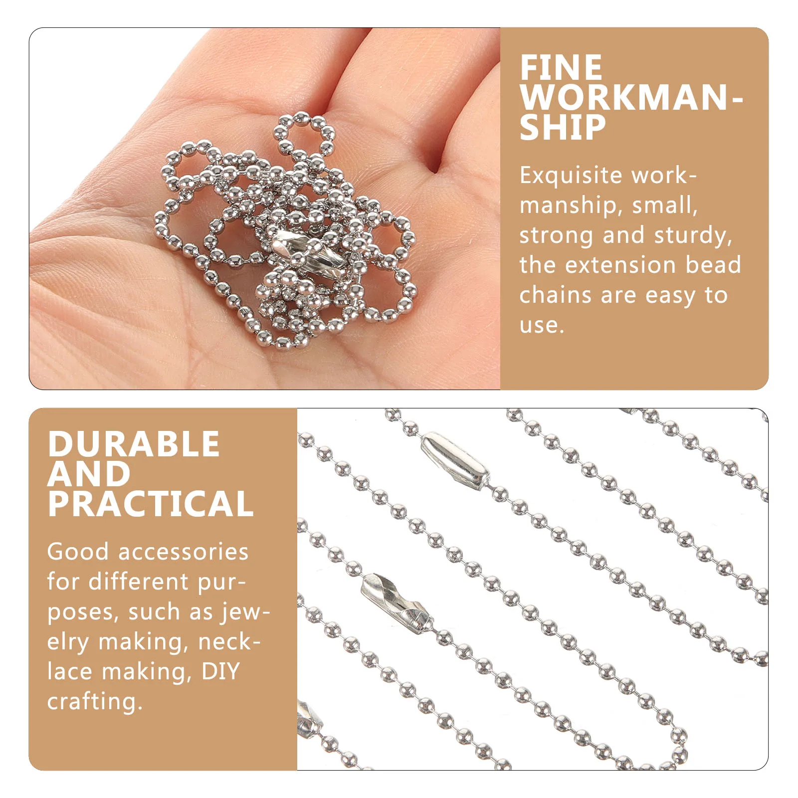 

4pcs Titanium Steel Pendant Chain Stainless Steel Bead Chains for Jewelry Making Necklace Crafting Bracelet Materials DIY