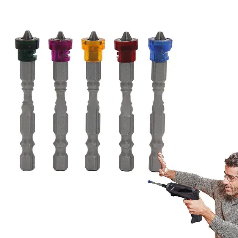 

Magnetic Drill Bit Set 5 Pieces Precision Colored Magnetic Driver Bit Set Strong Power Accessories With Anti-Slip Design For