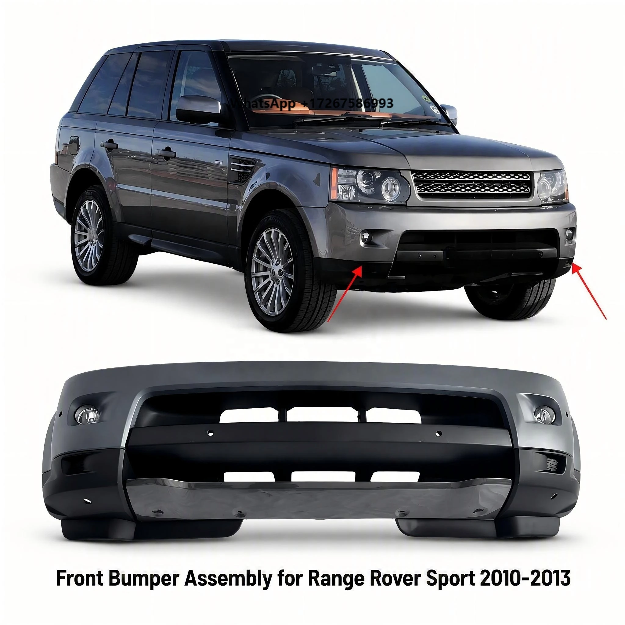 For Range Rover Sport L320 2010-2013 Front Bumper Assembly Complete Fog Light Holes Parking Sensor Skid Plate OEM LR015073