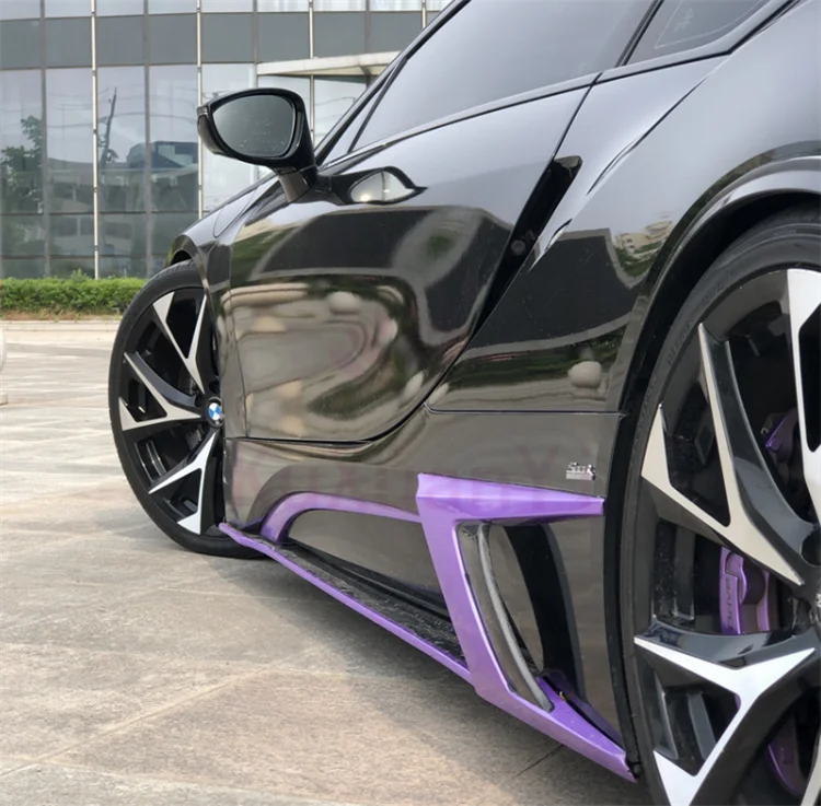 لسيارات BMW I8 TC Style 2014-2018 ألياف الكربون الجبهة قضيب حافة الجانب المئزر الخلفي الناشر هود الكسوة الخلفية سبويلر طقم الجسم