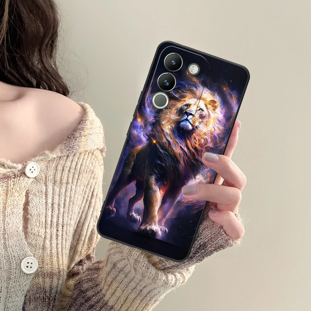 Lion PaintingLuxury Mobile Cell Phone Case for VIVO Y95 Y93 Y31 Y20 V19 V17 V15 Pro X60 NEX Black Soft Phone Cover Shell