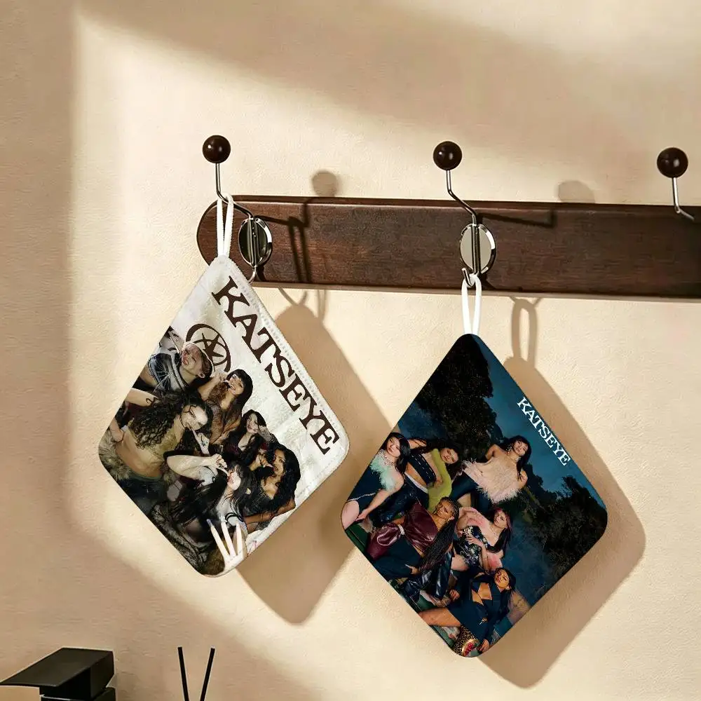 Kpop Hot Gir K-KATSEYE Hanging Polyester Cotton Towel, Reusable Hand Wiping Cloth, Wear Resistant for Home Kitchen Sink