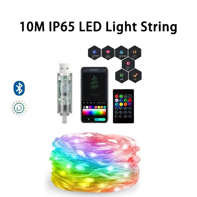 10M IP65 Cold-resistant Leather LED Light String Indoor Outdoor DIY Festival Party Garland Decor Ideal APP Smart Control