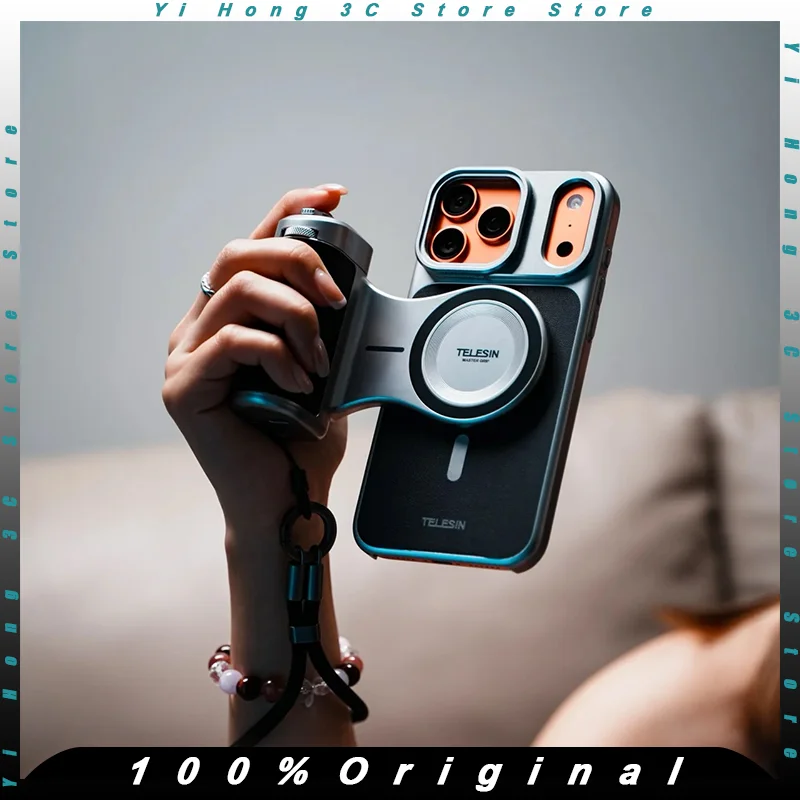 

TELESIN Phone Camera Selfie Grip For iPhone17Pro/Max Bluetooth Remote Control Adapter Grip Handle Holder vlog Selfie Accessories