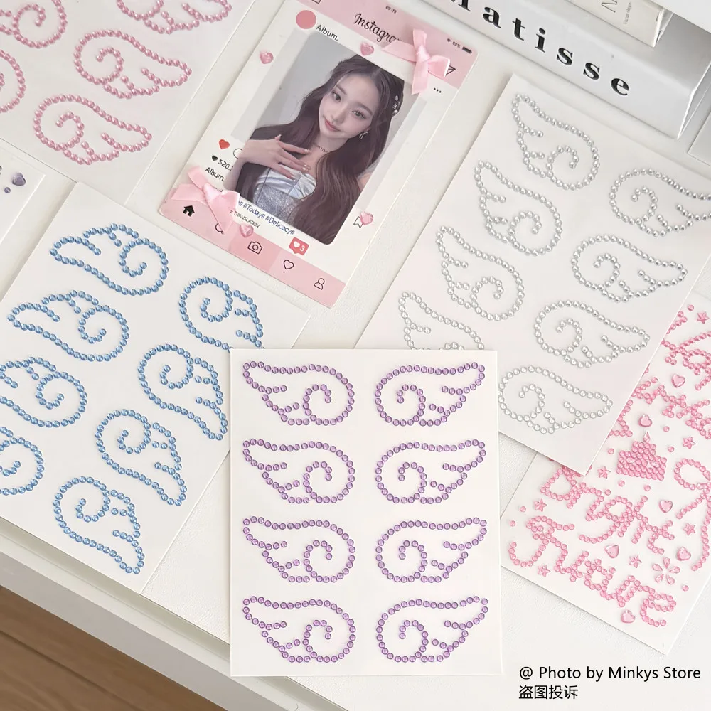 MINKYS 4pcs/5pcs Kawaii Bling Bling DIY Scrapbook Stickers Confetti Phone Camera Decoration Face Decorative Sticker