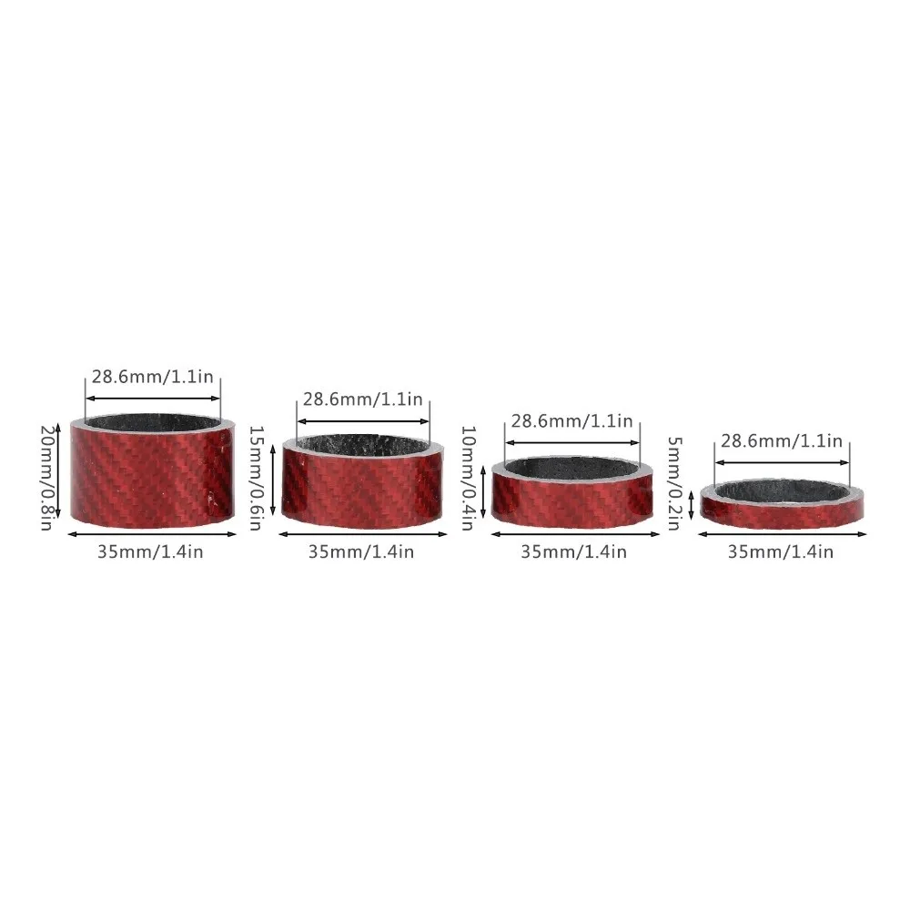 

2 Sets Carbon Fiber Front Fork Spacer 5/10/15/20mm Lightweight Bike Headset Spacer High Strength Bike Stem Washer