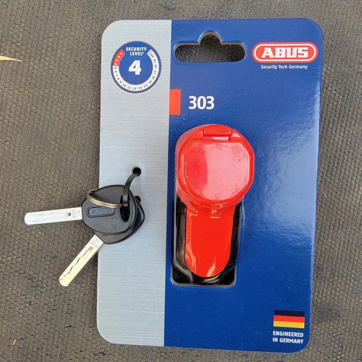 ABUS 303 Motorcycle Disc Brake Lock Red Anti-theft Security Level 4 Scooter Disk Lock With 2 Keys
