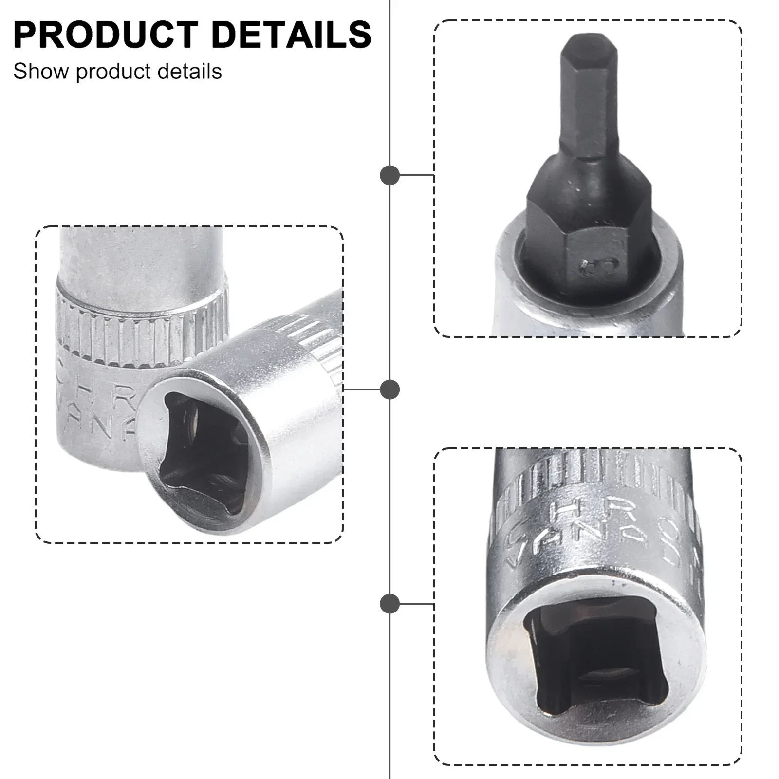 3pcs 1/4Inch Drive Hex Socket Bit Set 3-8mm Schroevendraaier Bits H3 H4 H5 H6 H7 H8 Drive Boor Metrische Socket Handgereedschap