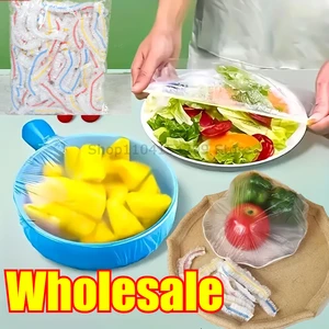 Colorful Disposable Food Cover Dust Food Grade Fresh Lids Elastic Plastic Wrap Shower Cap Fruit Food Cover Fresh Keeping Bag