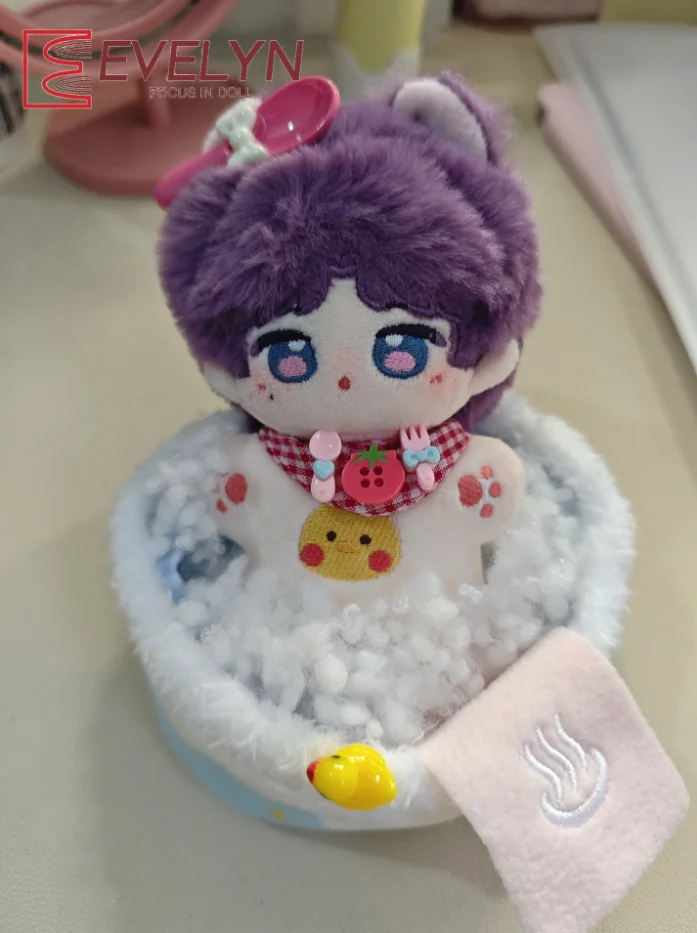 إيفلين أثاث صغير دمية قطنية حوض الاستحمام المشهد ديكور سطح المكتب الديكور دمية كيس النوم حلية لطيف لعبة محشوة 10-13 سنتيمتر