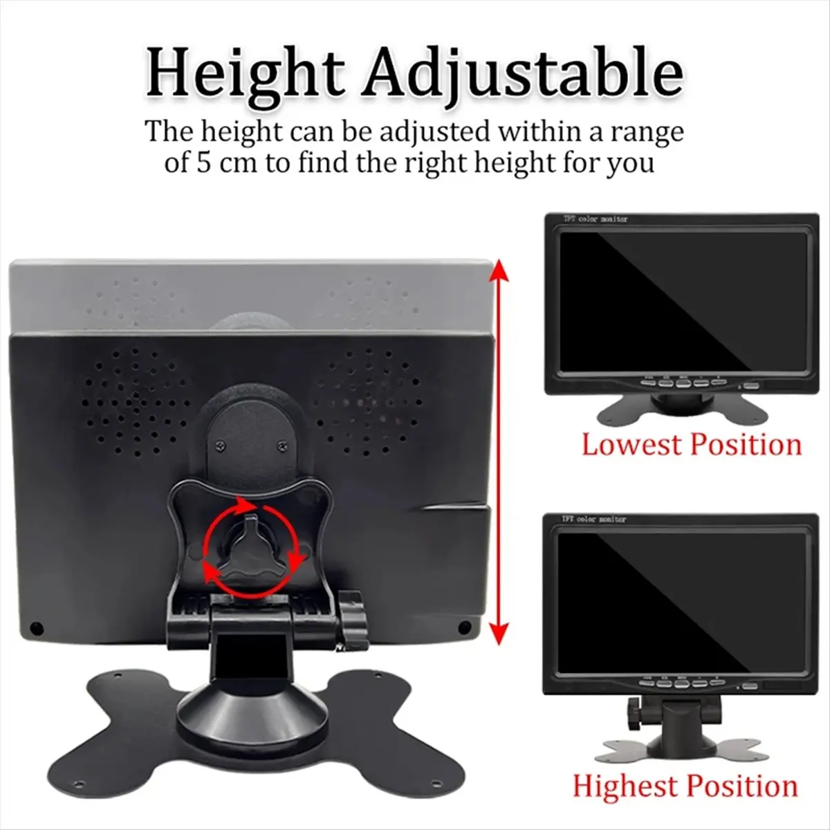 Compatible 12V 7inch Car Monitor 16:9 800x480 LCD Rearview Monitor with 2 Way Video Input for Rear View Camera Parking Reverse