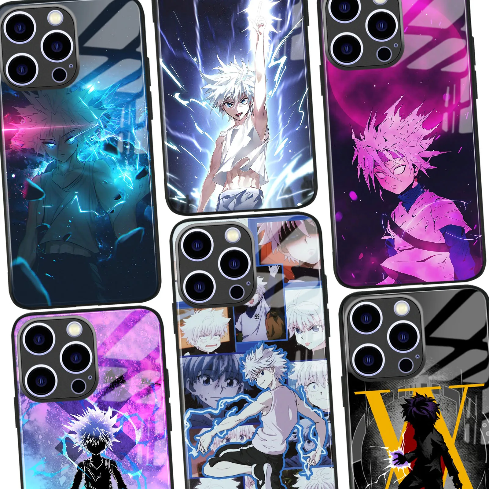 Manga TPU Tempered Glass Killua HxH Anime Phone Case For iPhone 15 14 11 Pro Max 7 8 15 Plus 12 13 Mini Xr Xs