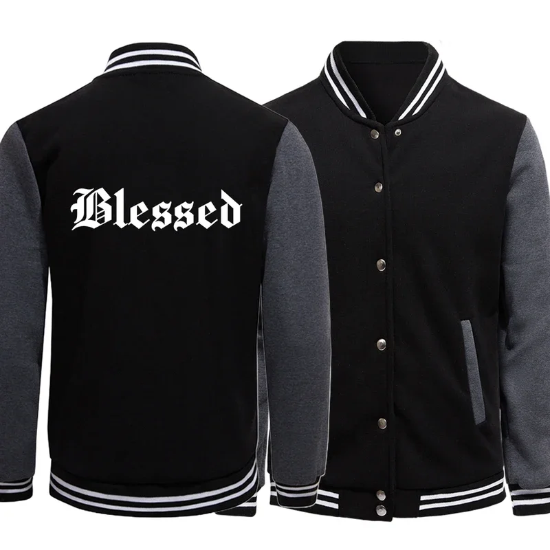 Blessed Creativity Letter Printing Coat Fashion Men Outerwear Warm Single Breasted Jackets Comfortable Pocket Soft Neutral Tops