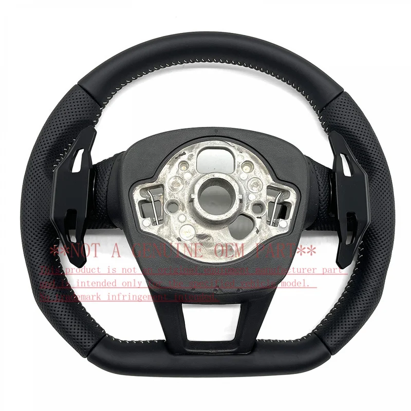For Audi Steering Wheel Horn Cover A6 C8 S Mark Half Perforated White Line With Paddles Heated Style Horn Shell