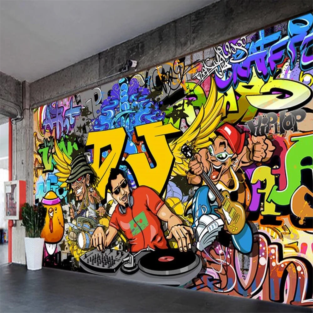 

custom Music wallpaper home decorations bar KTV Dance studio background wall mural gym hip-hop graffiti wall paper wall stickers