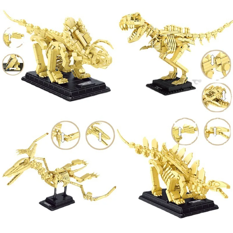 Jurassic Dinosaur Fossil Building Block Pterosaur Triceratops Stegosaurus Bricks Tyrannosaurus Rex Velociraptor Brontosaurus Toy