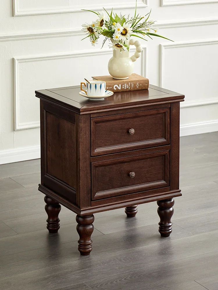 Ebony Solid Wood Bedside Table Modern Simple Bedside Cabinet Home Bedroom Locker