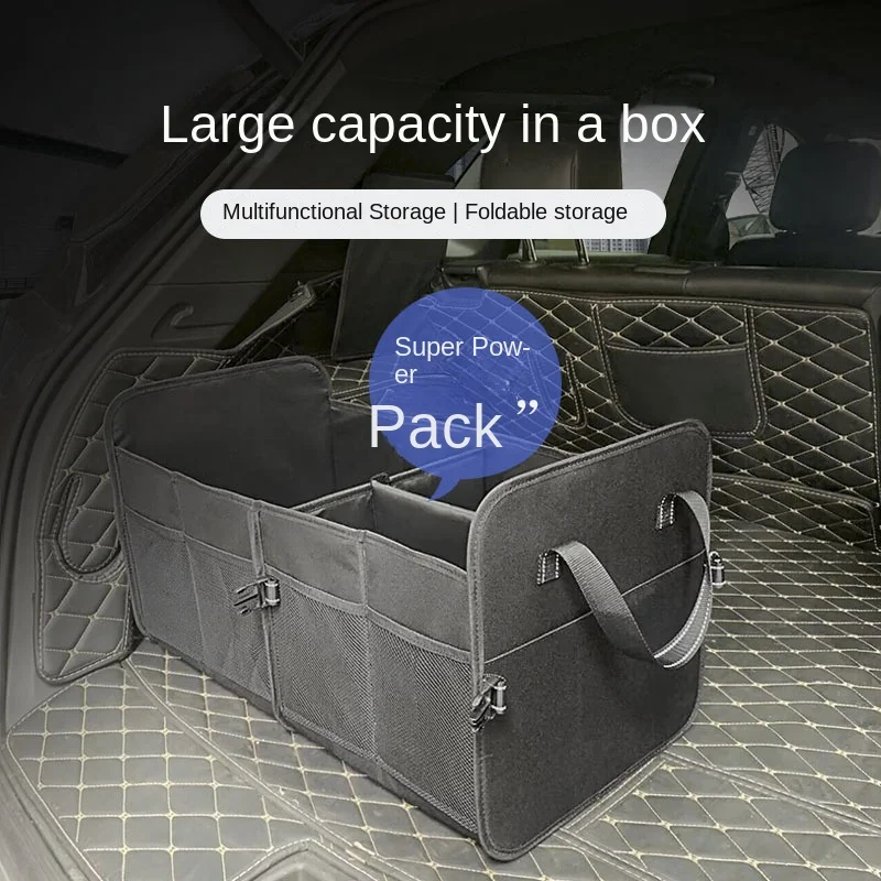 Folding Car Storage Organizer Multi Compartments Collapsible Storage Box 60L Oxford Cloth Large Capacity Auto Storage Box