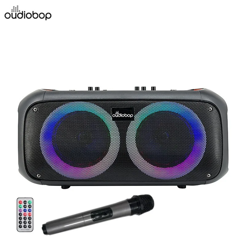 مكبر صوت بخاصية البلوتوث خارجي TWS Series مضخم صوت مزدوج 6.5 بوصة منزلي KTV مع ميكروفون لاسلكي يدعم FM USB TF بطاقة AUX Player