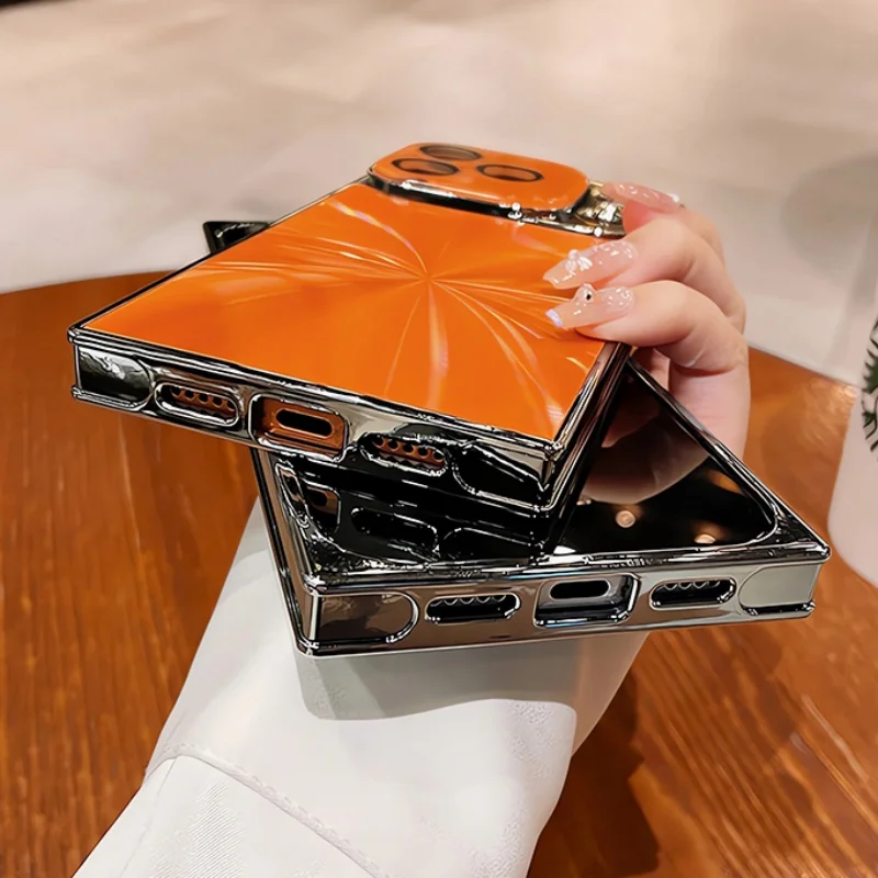 تصفيح الليزر أورورا CD الملمس المربعات الحال بالنسبة آيفون 17 16 15 14 13 برو ماكس زائد مع عدسة زجاجية فليم حماية غطاء الوفير #6