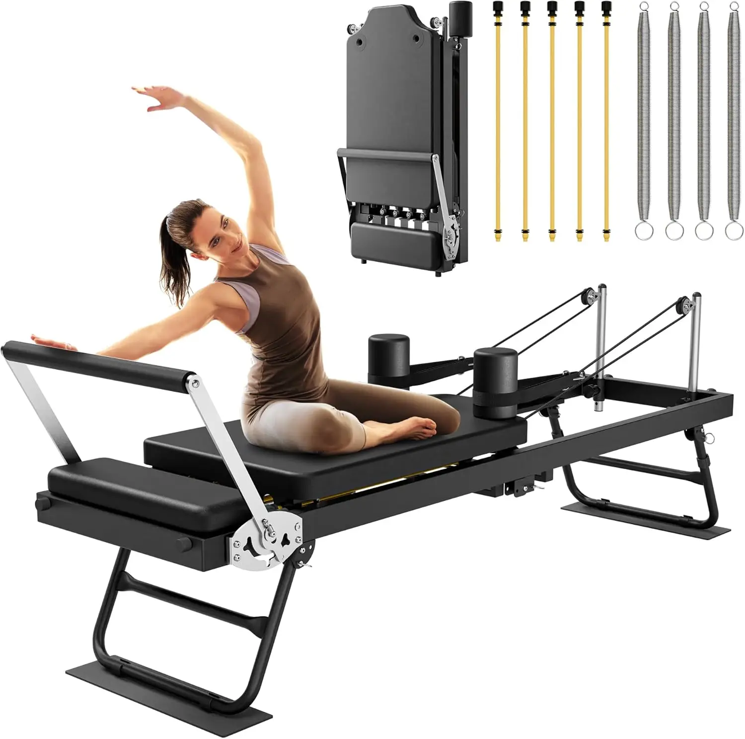 

Pilates Reformer, Foldable Reformer Pilates Machine & Equipment for Home Use and Gym Workout, Suitable for Advancedand Beginners