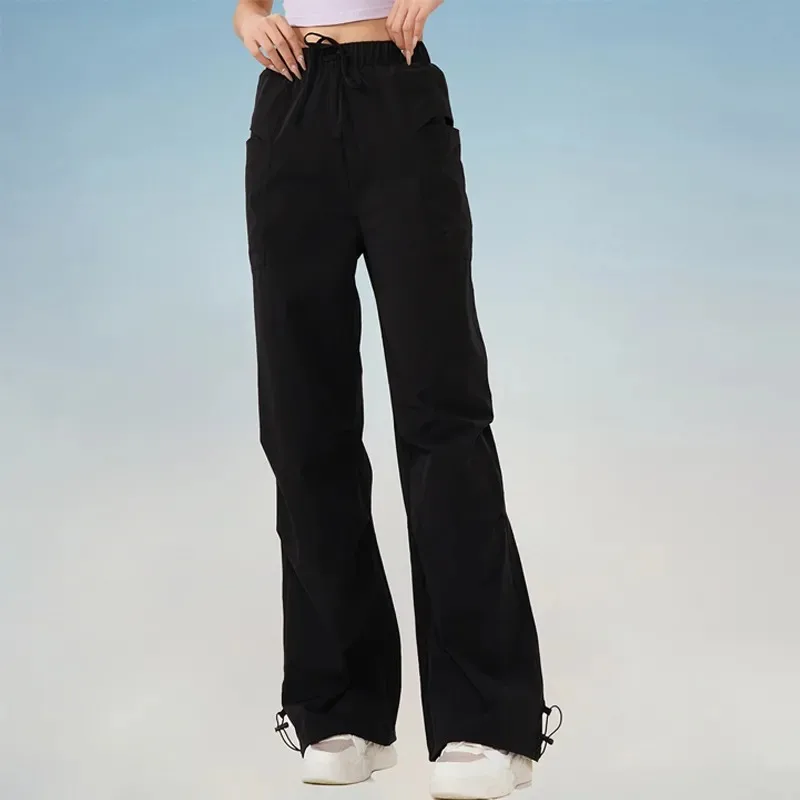 

Женские брюки-карго с высокой талией и широкими штанинами, на шнурке, с карманами, с завязками на щиколотках, для уличного стиля