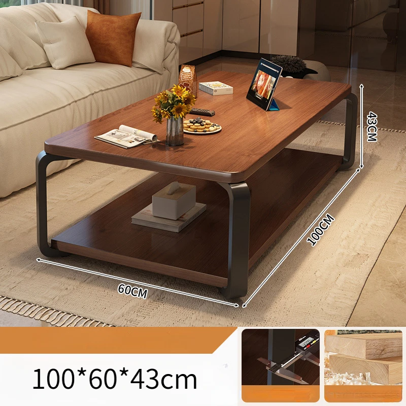 Modern High-End Nesting Coffee Table Multifunctional Wooden Home Furniture Rectangular Design Double-Tier Storage Extendable