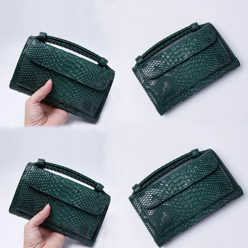 Bolso de hombro pequeño de estilo europeo para mujer, bandolera de serpentina con cadena, color verde, a la moda, novedad de 2024