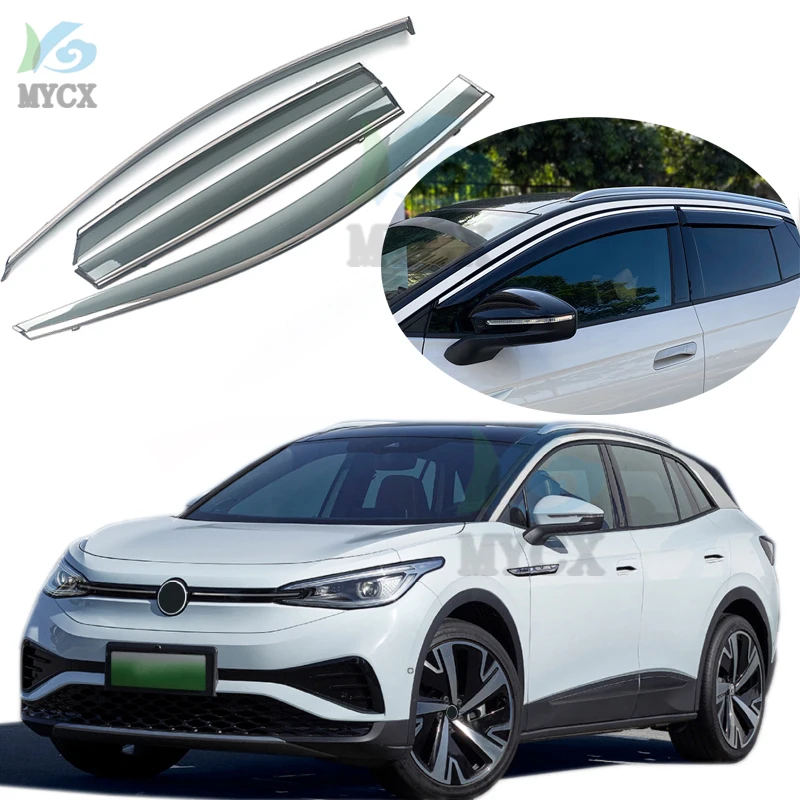 Side Window Deflector For Volkswagen VW ID.4X ID.4 ID4 2021 + Black Door Visor Weather Shields Sun Rain Guards Awnings&shelters