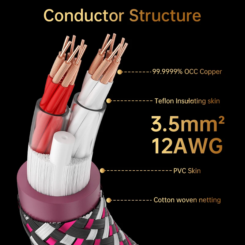 Serost Moon 9AWG 12AWG OCC Single Crystal Copper Y Or Banana Jack HiFi Audio Speaker Cable for Amplifier System Speaker