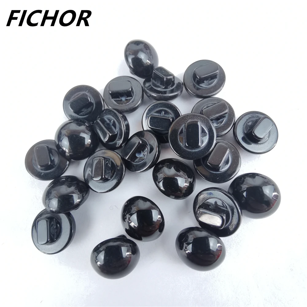 30/50pcs 11.5mm Black Resin Buttons Round Mushroom Domed Sewing Shank Black DIY Animal Eyes Toy Diy Decorative Buttons for Kids