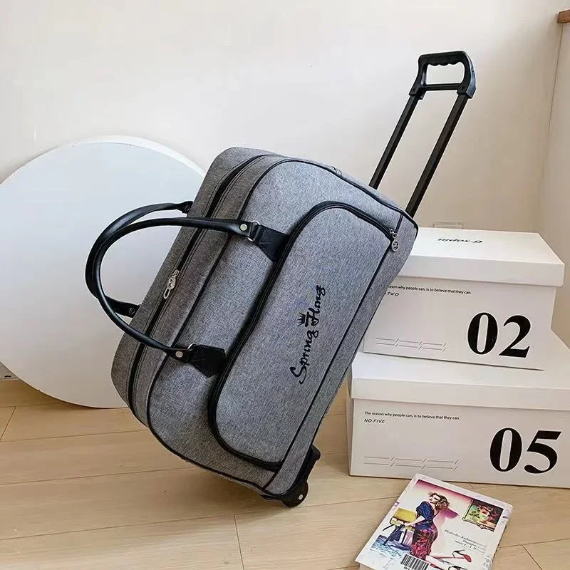 Bolsa de viaje con cubierta de carrito de gran capacidad, bolso plegable, grueso, resistente al desgaste, estuche de embarque, almacenamiento en el hogar, bolsa práctica de viaje