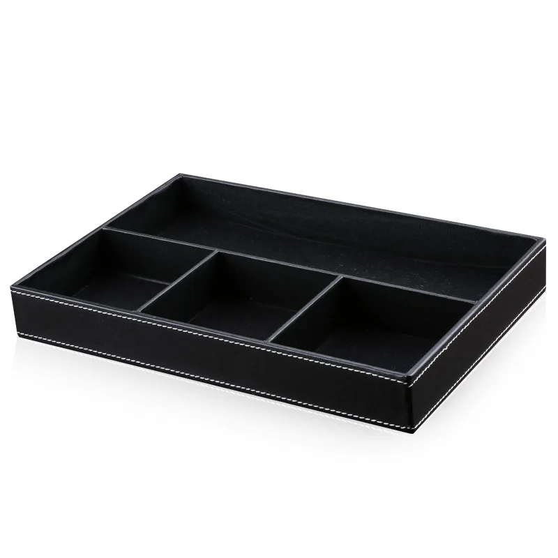 Divisor de caja de almacenamiento de cuero para el hogar, bandeja de escritorio multifuncional para sala de estar, dormitorio, cocina, muebles de gran tamaño