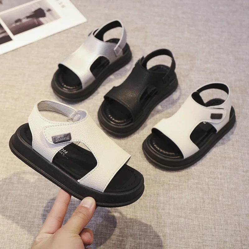 

Boys Girls Fashion Shoes Open Toes Non-slip Kids Beach Shoes Handsome for Summer 2025 New Children Sandals Soft Sole Trendy