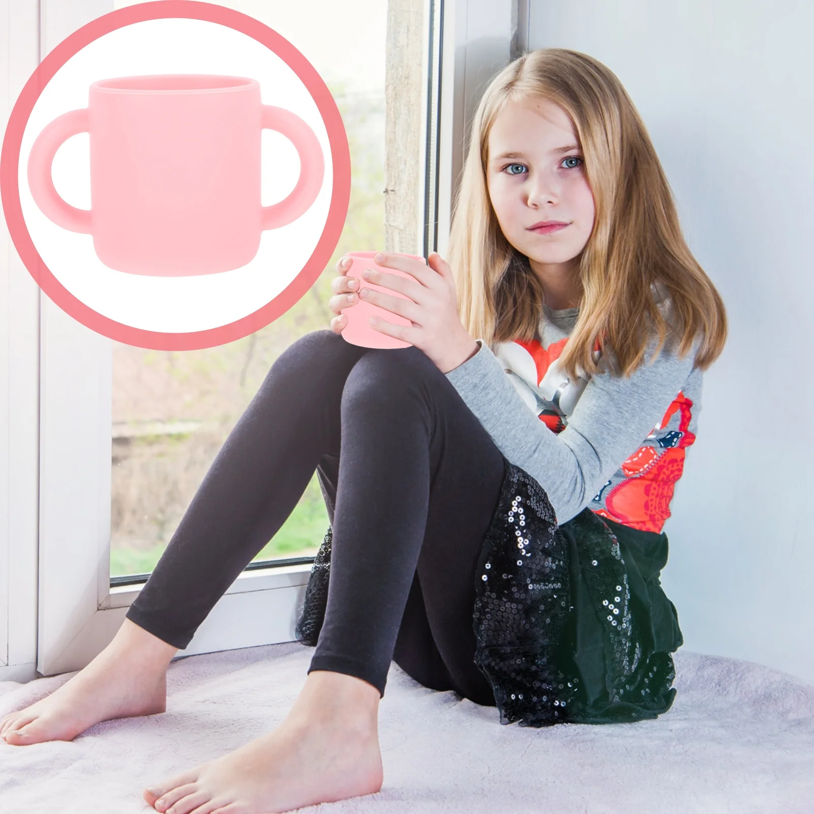 

Double Handle Silicone Training Cup For Toddlers Baby Learning Drinking Bottle Lightweight Portable