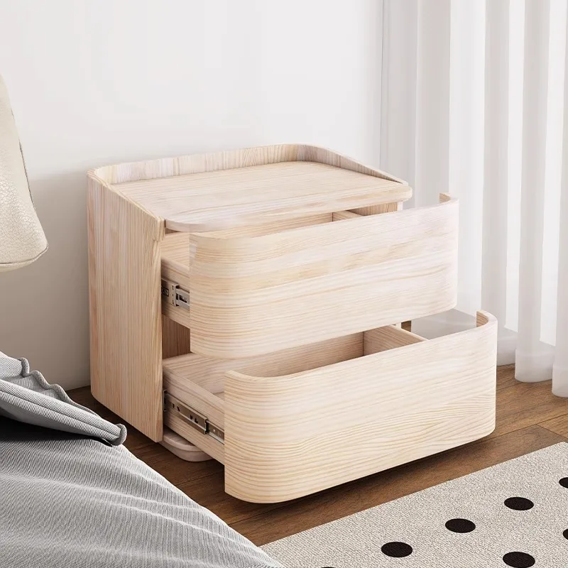 

White Bedroom Bedside Table Mobile Coffee Librero Luxury Storage Wood Organizer Nightstand Modern Criado Mudo Hotel Furniture